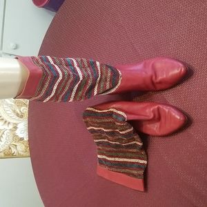 Vintage leather and Chenille slouch boots by Kenneth Cole sz 9B